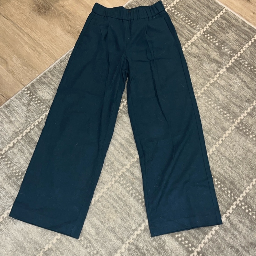 Ann Taylor extra small petite wide leg teal pants elastic waist